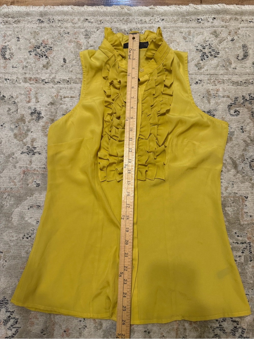 The Limited Mustard Ruffle Front Sleeveless Blouse - Picture 7 of 7